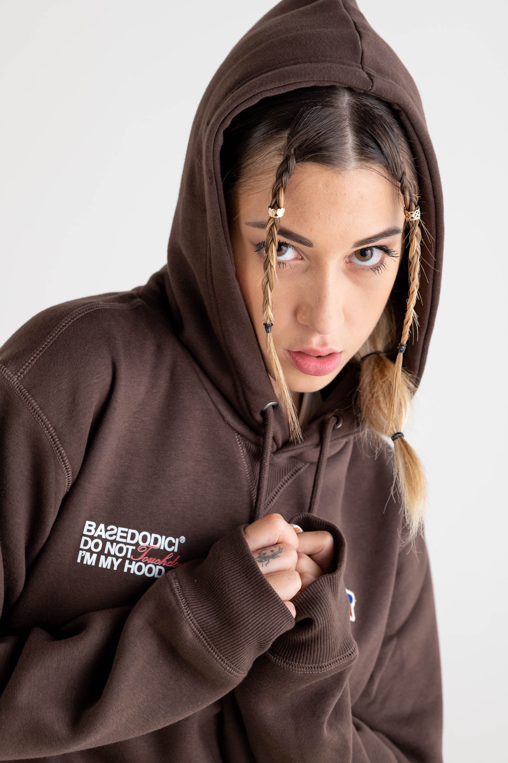 Hoodie “RUSSELLxBASEDODICI" Collab Logo Brown