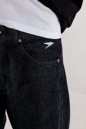 Denim Pants “DE LA RUE À LA RUE” BackLogo Black 