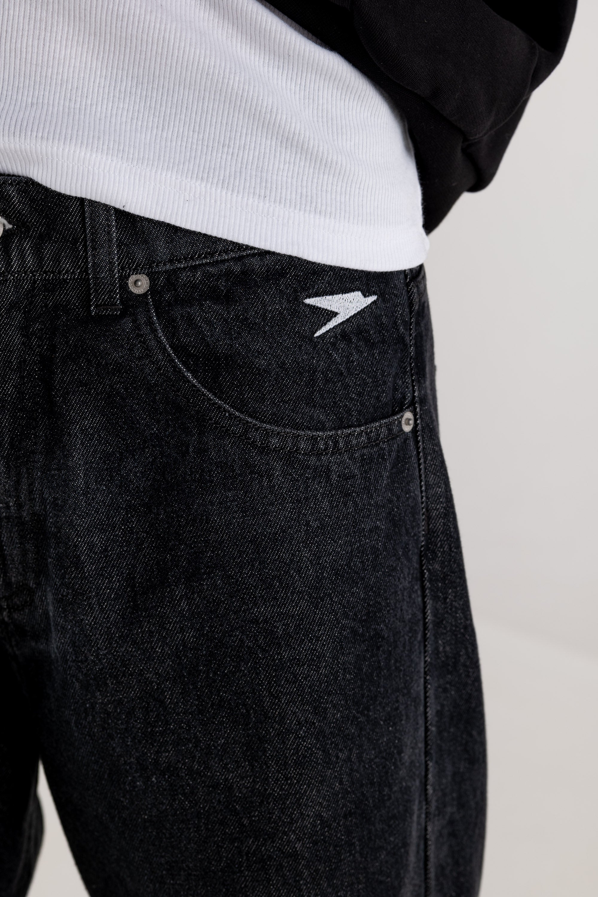 Denim Pants “DE LA RUE À LA RUE” BackLogo Black