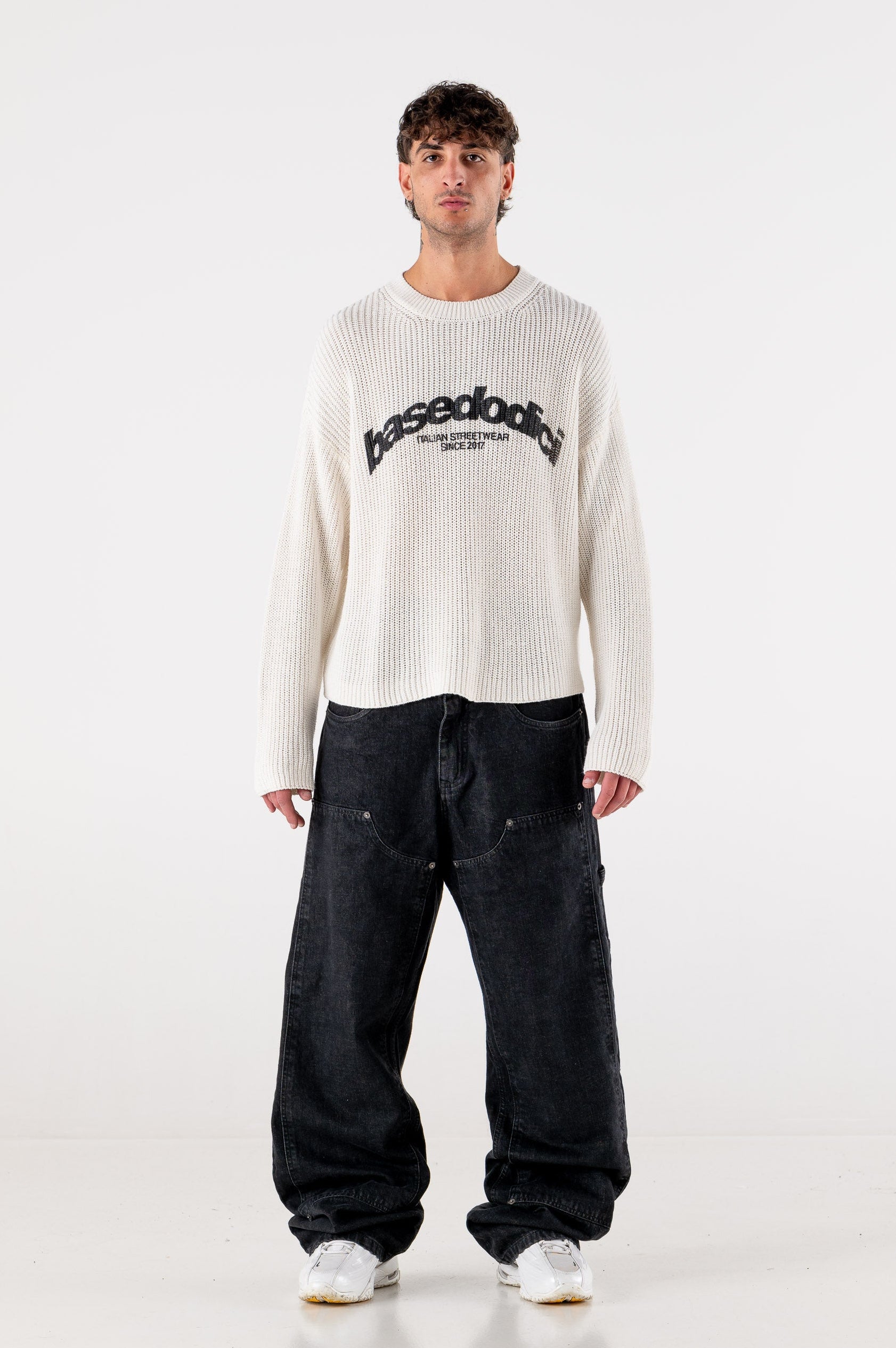 Knitwear “DE LA RUE À LA RUE” Italian ArcLogo Grey 