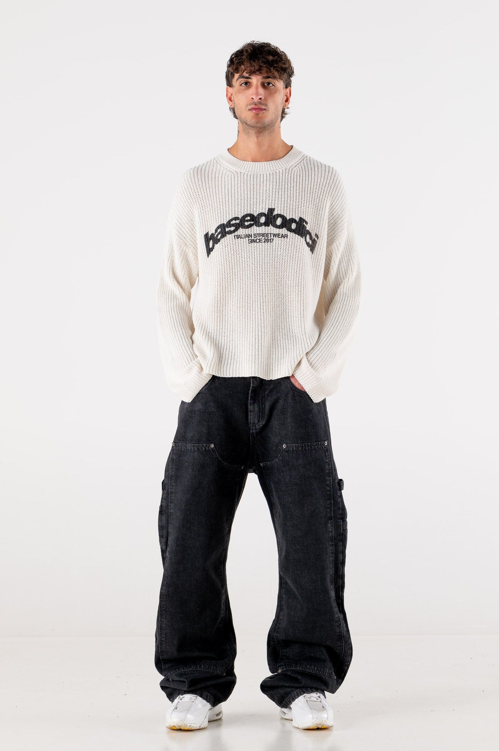 Knitwear “DE LA RUE À LA RUE” Italian ArcLogo Grey 