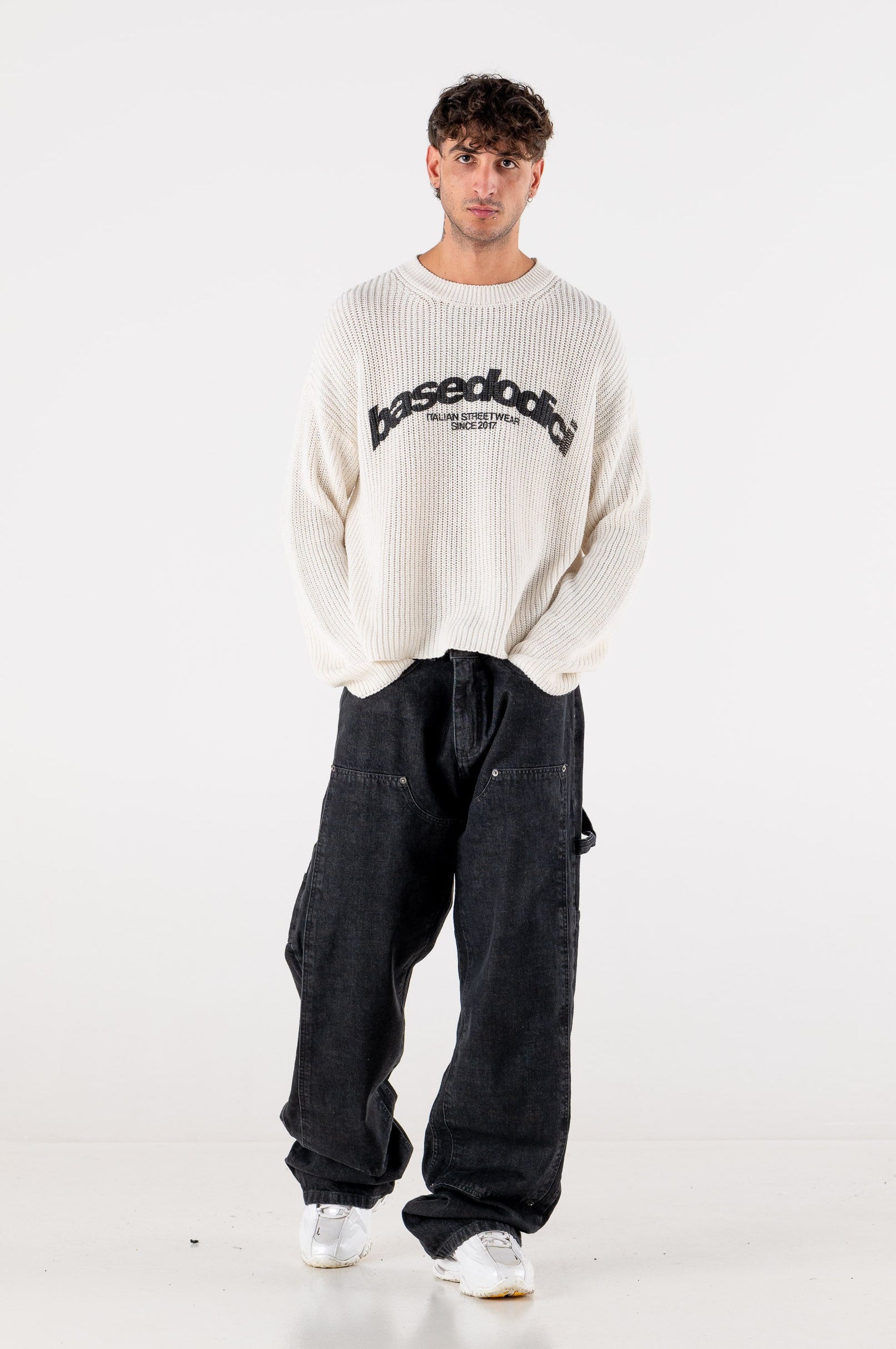 Knitwear “DE LA RUE À LA RUE” Italian ArcLogo Grey 