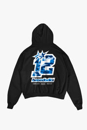 Hoodie "4PLAYERS" Back 12 Black/CamoBlue