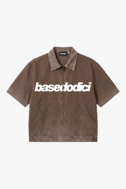 Zip Shirt "RIVIERA" Logo Brown/White