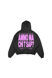 Hoodie “AMMO” CHI'T'SAP Glitter Black/Bubble Pink