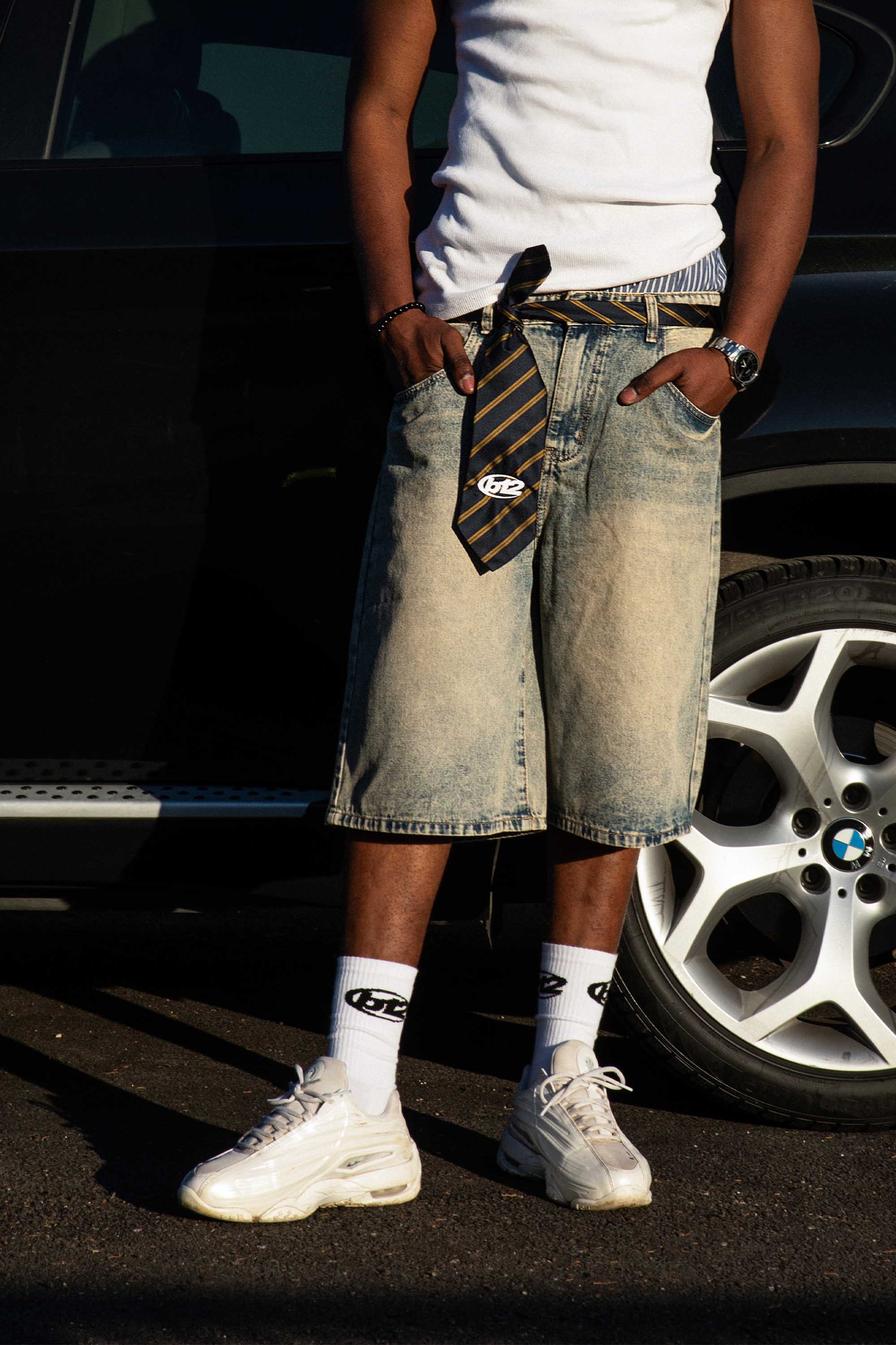 Jorts “CRUEL SEASON” Back Logo Vintage Washed