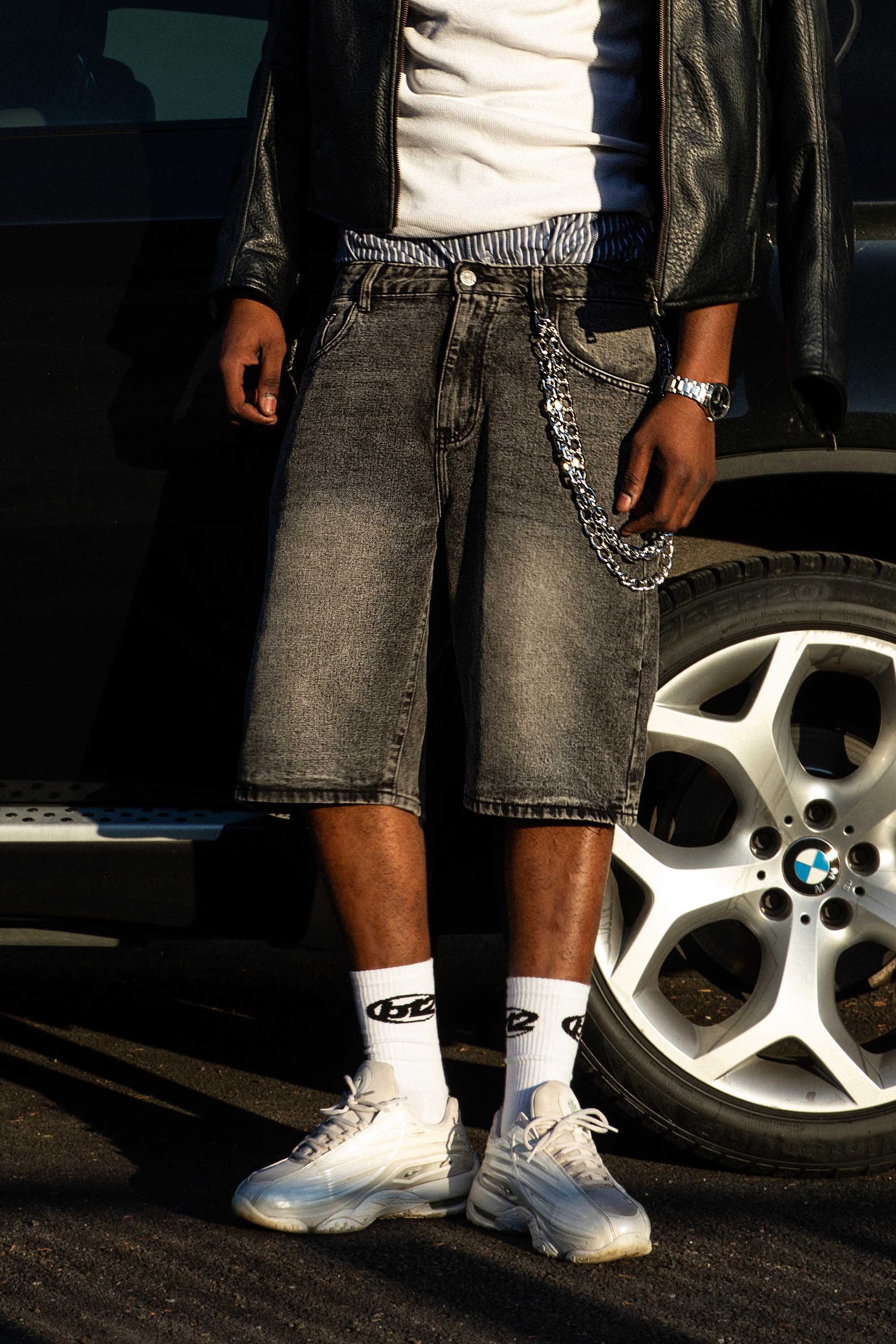 Jorts “CRUEL SEASON” Back Logo Black