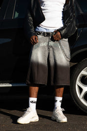 Jorts “CRUEL SEASON” Front Logo Faded Stone Washed