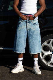 Jorts “CRUEL SEASON” Front Logo Bleached Blue