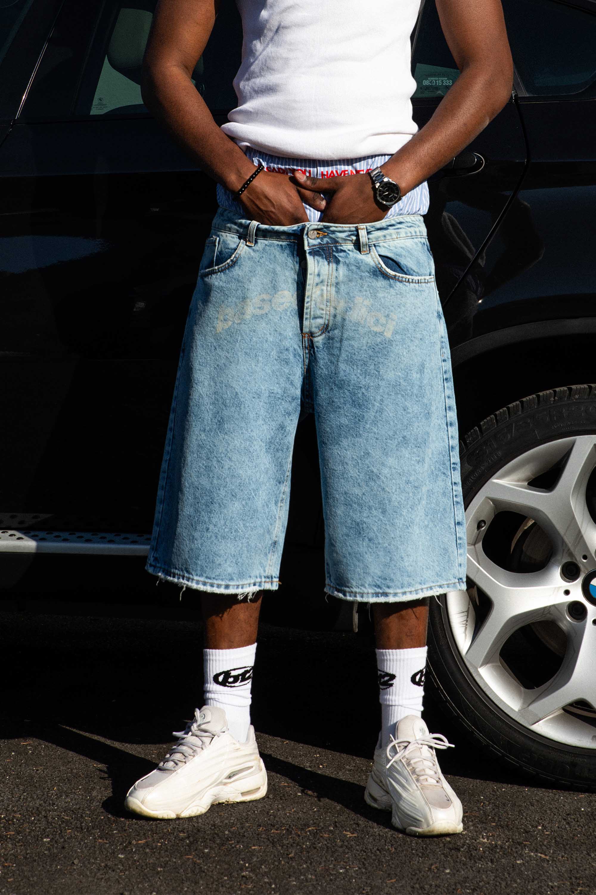 Jorts “CRUEL SEASON” Front Logo Bleached Blue