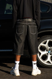 Jorts “CRUEL SEASON” Front Logo Raw Black