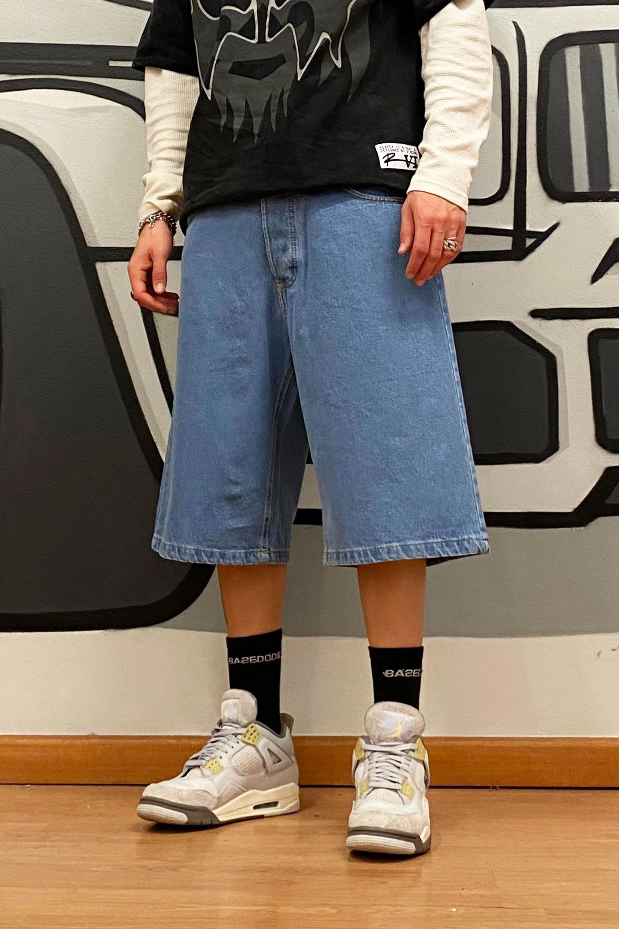 Jorts “CRUEL SEASON” Back Logo Light Blue