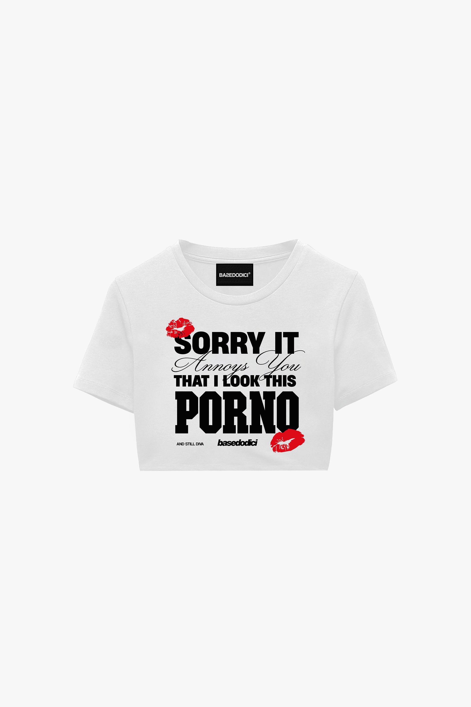 Baby Tee "DIVA" P*rno Kiss White
