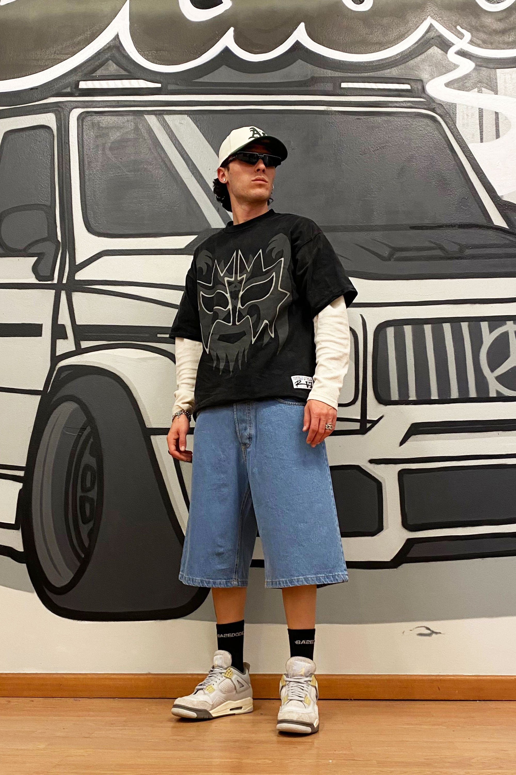 Jorts “CRUEL SEASON” Back Logo Light Blue