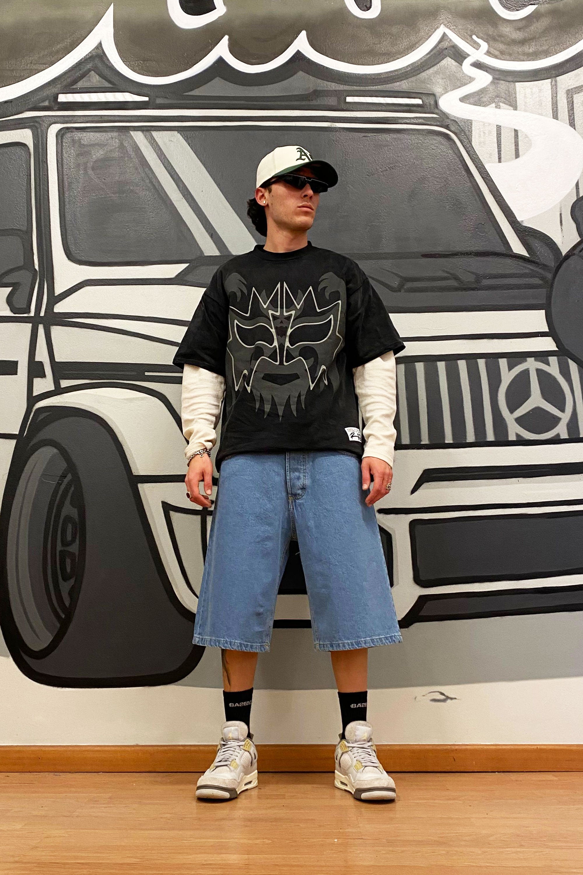 Jorts “CRUEL SEASON” Back Logo Light Blue