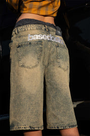 Jorts “CRUEL SEASON” Back Logo Vintage Washed