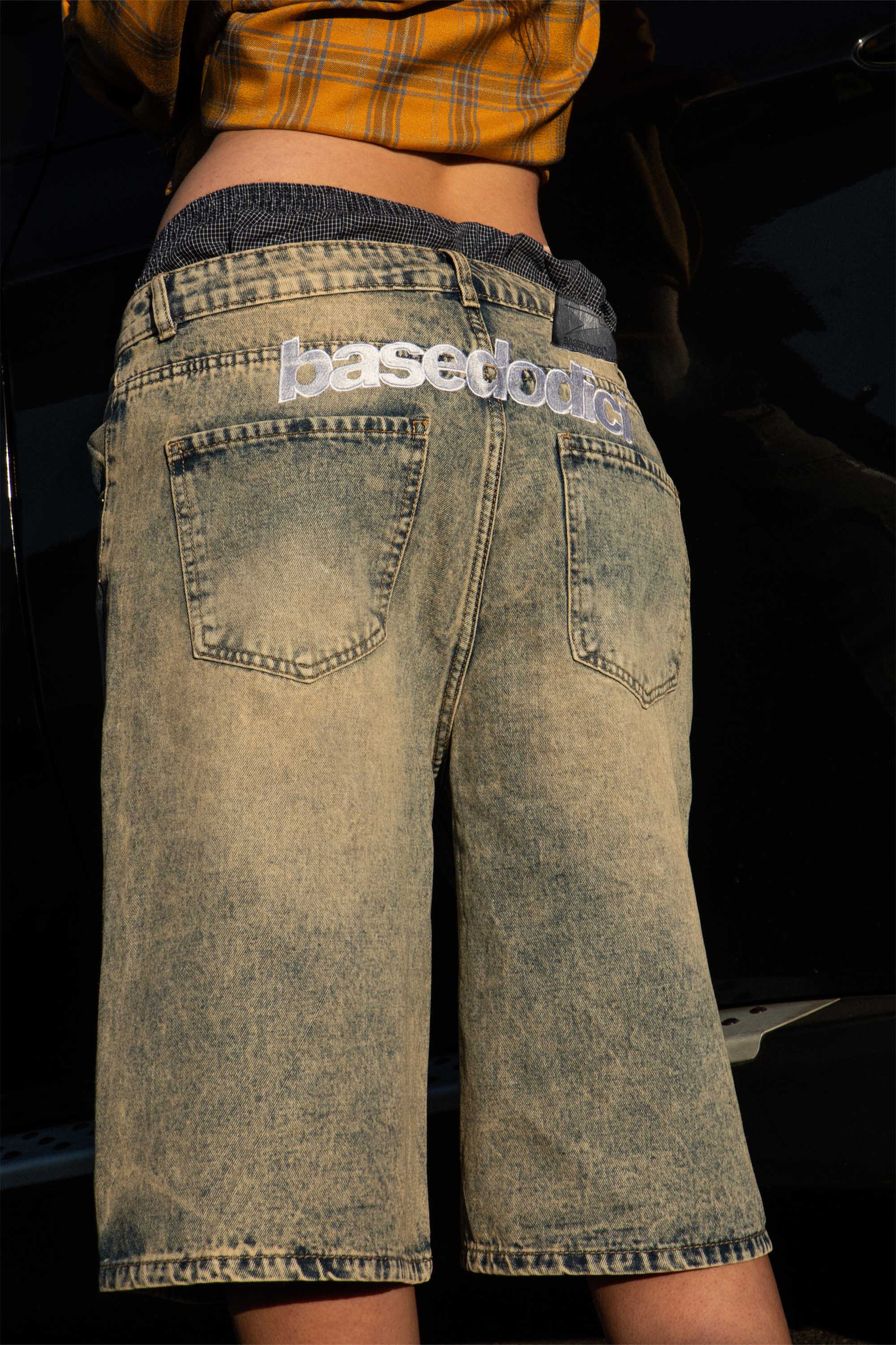 Jorts “CRUEL SEASON” Back Logo Vintage Washed