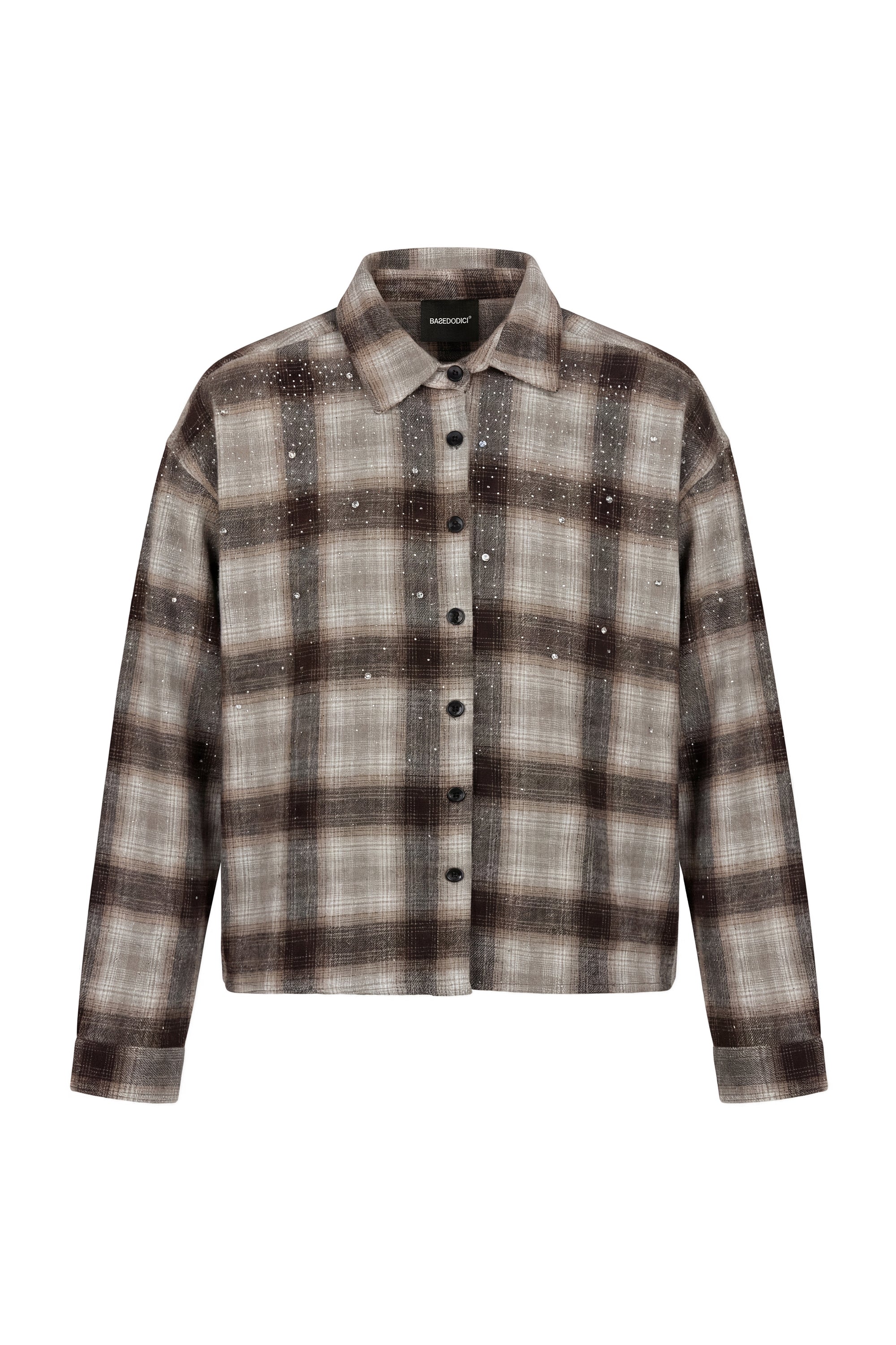 Flanella Shirt "RUDE DIAMOND" Rhinestones Sand