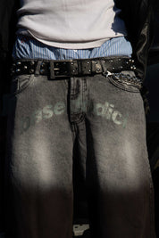 Jorts “CRUEL SEASON” Front Logo Faded Stone Washed
