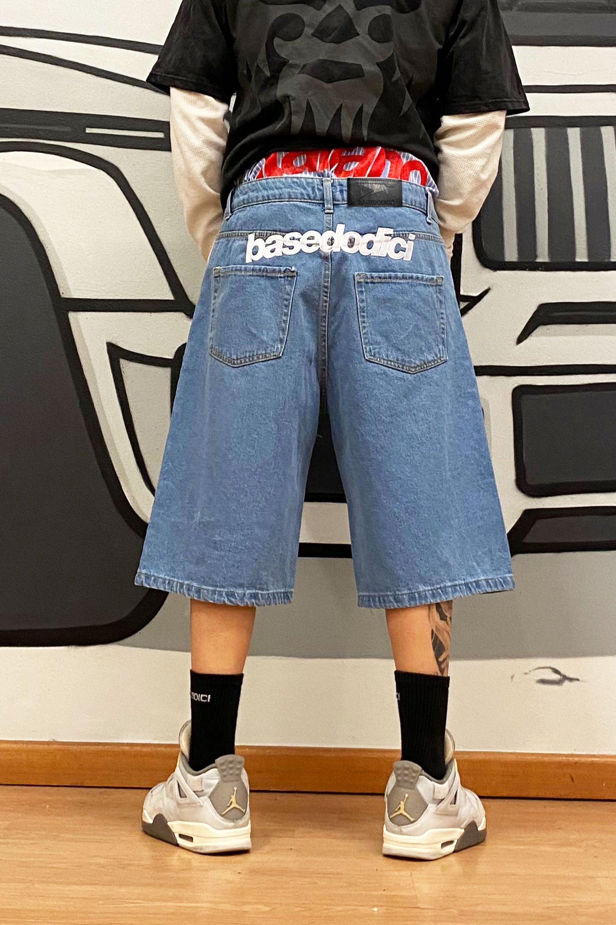 Jorts “CRUEL SEASON” Back Logo Light Blue