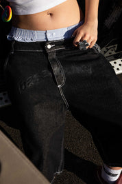 Jorts “CRUEL SEASON” Front Logo Raw Black