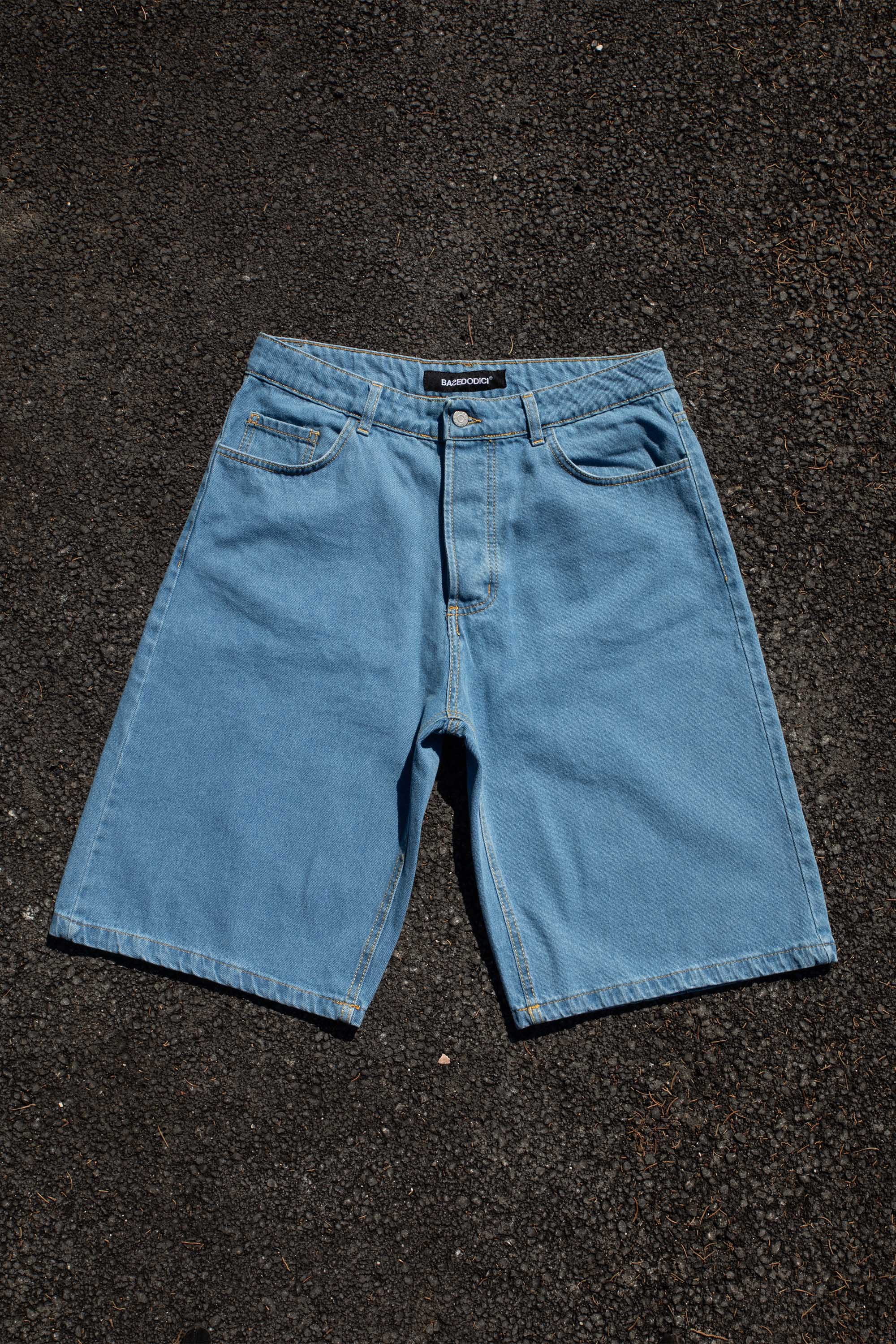 Jorts “CRUEL SEASON” Back Logo Light Blue