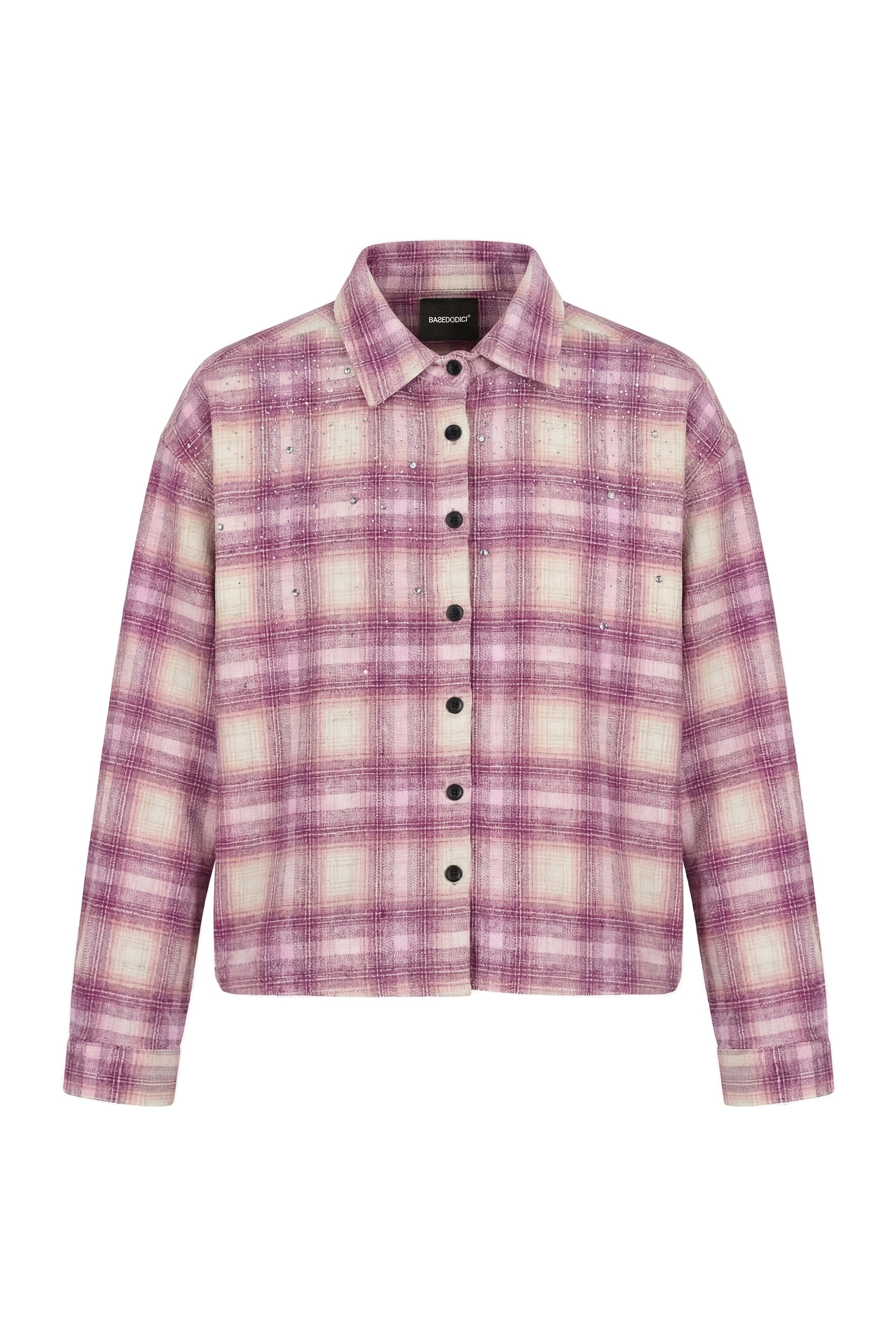 Flanella Shirt "RUDE DIAMOND" Rhinestones Pink