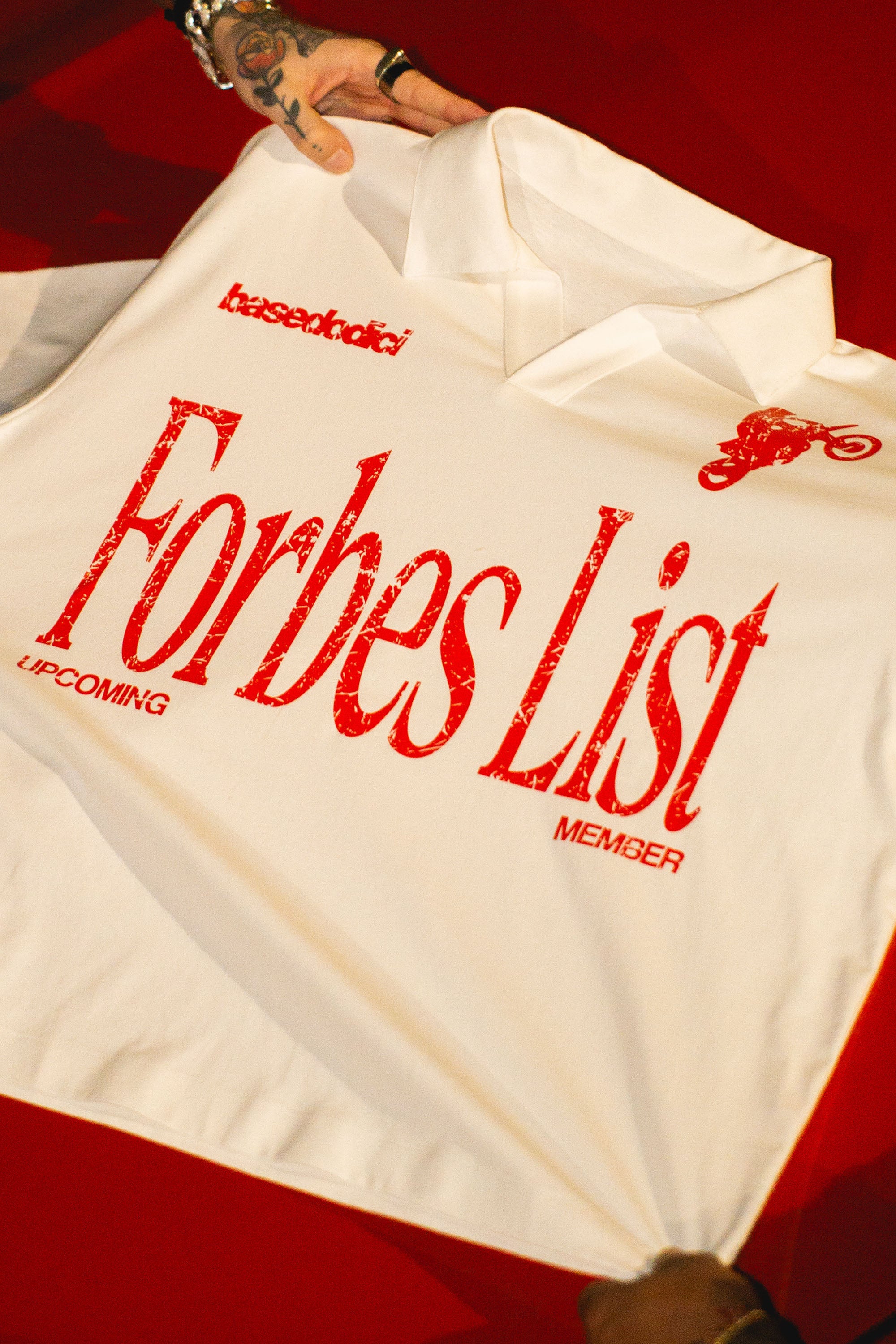Forbes White “LIVE FAST” polo shirt
