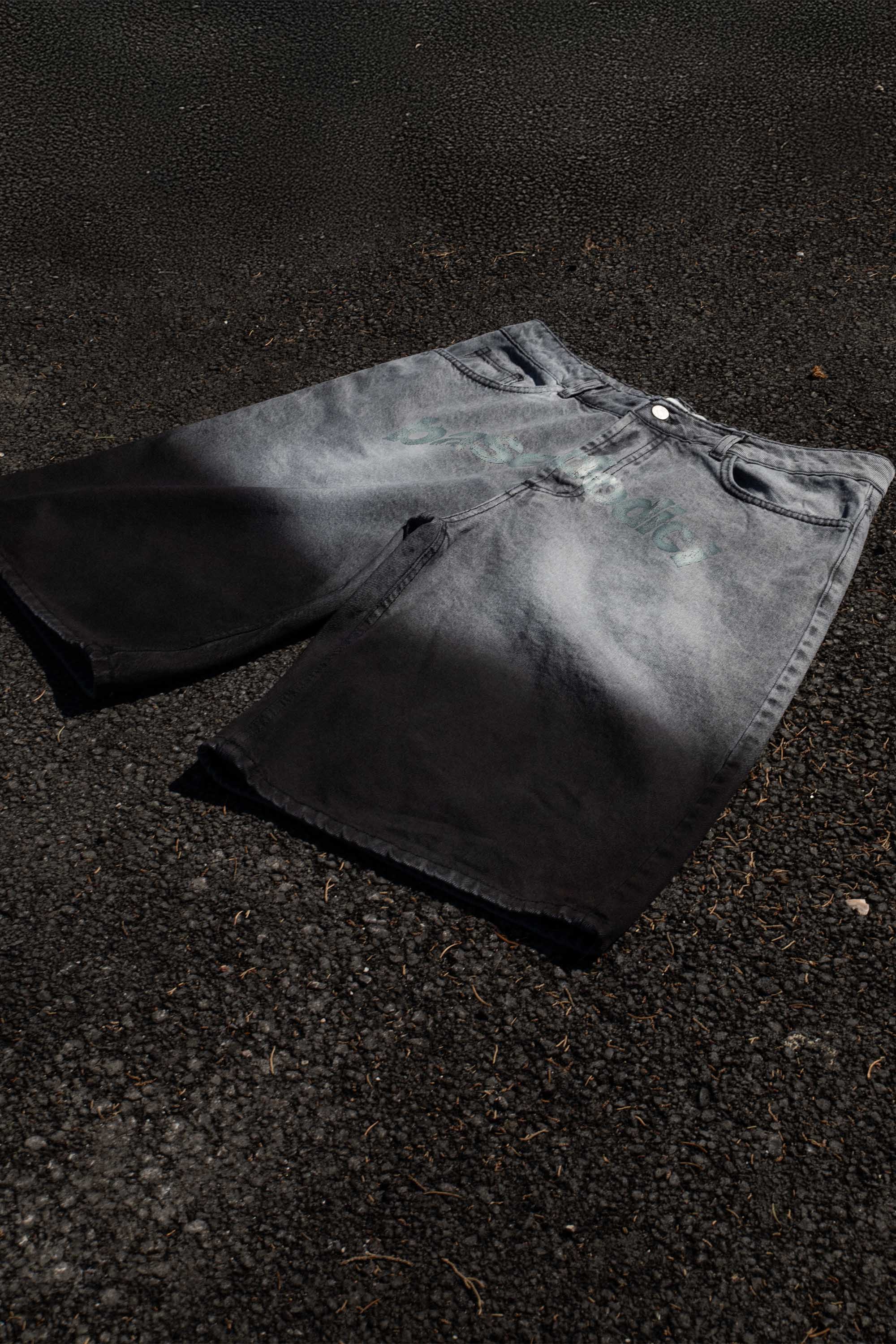 Jorts “CRUEL SEASON” Front Logo Faded Stone Washed