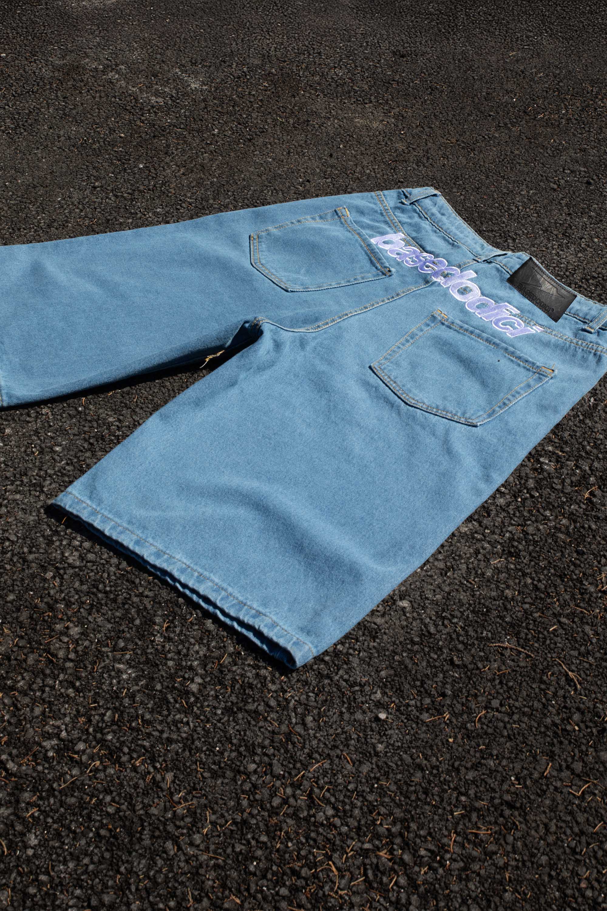 Jorts “CRUEL SEASON” Back Logo Light Blue