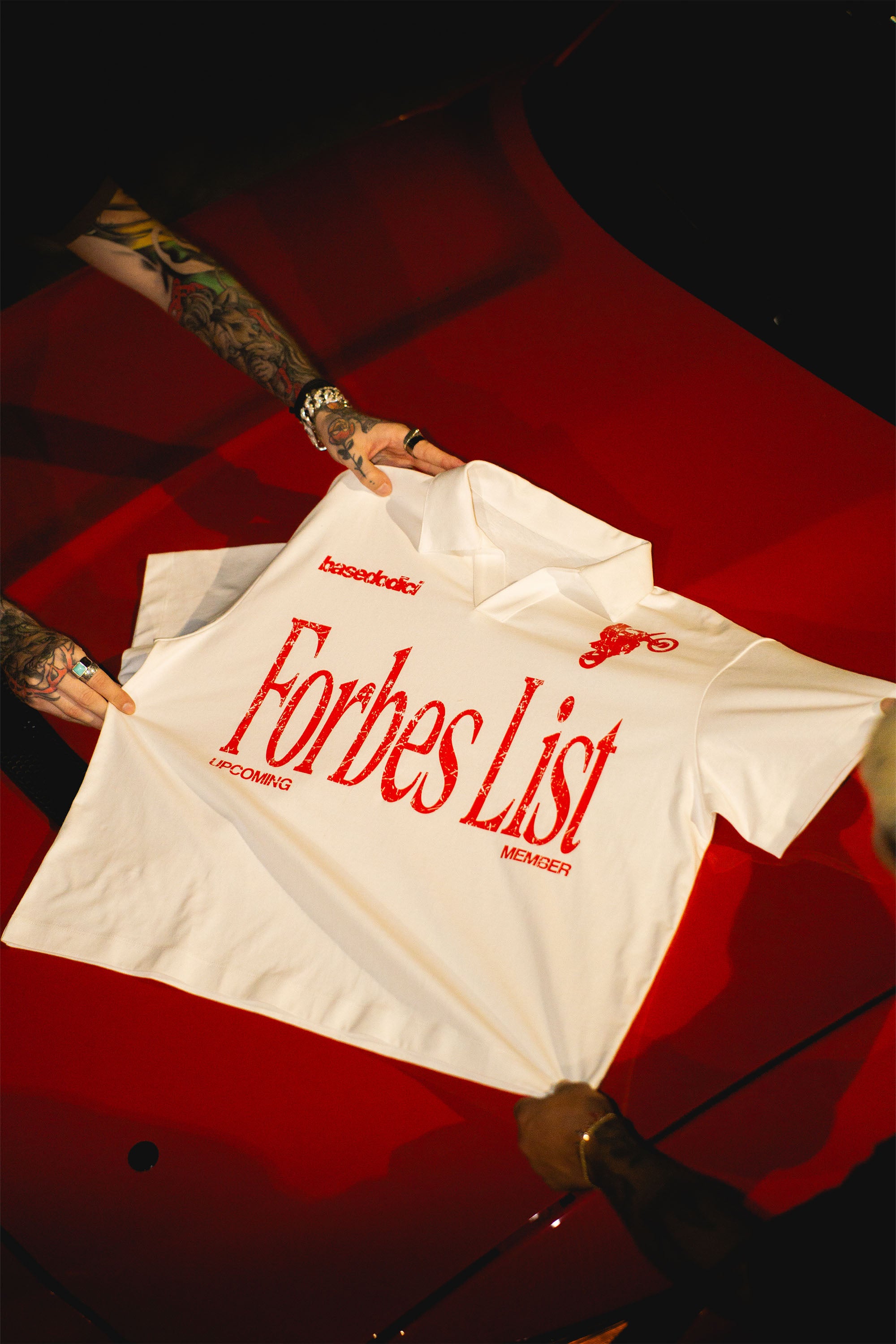Forbes White “LIVE FAST” polo shirt