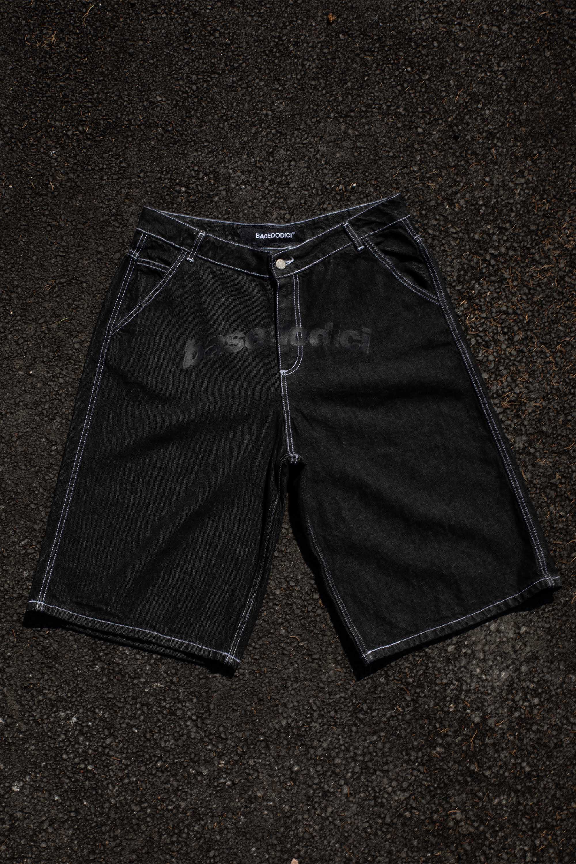 Jorts “CRUEL SEASON” Front Logo Raw Black
