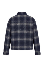 Flanella Shirt "RUDE DIAMOND" Rhinestones Blue