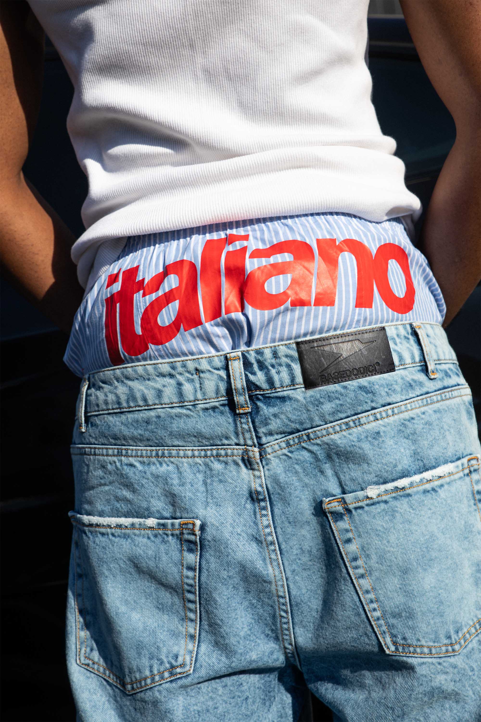 Jorts “CRUEL SEASON” Front Logo Bleached Blue