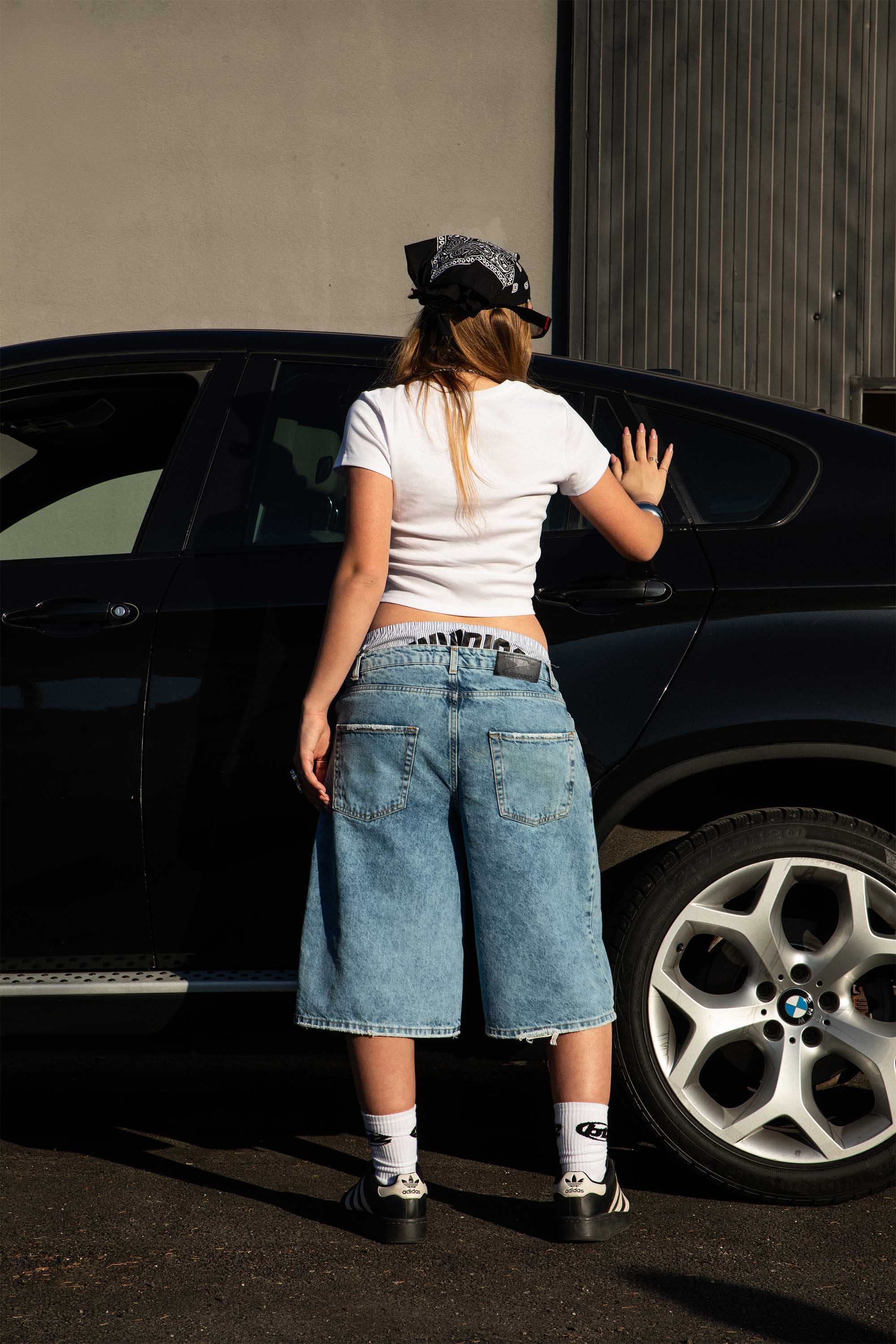 Jorts “CRUEL SEASON” Front Logo Bleached Blue