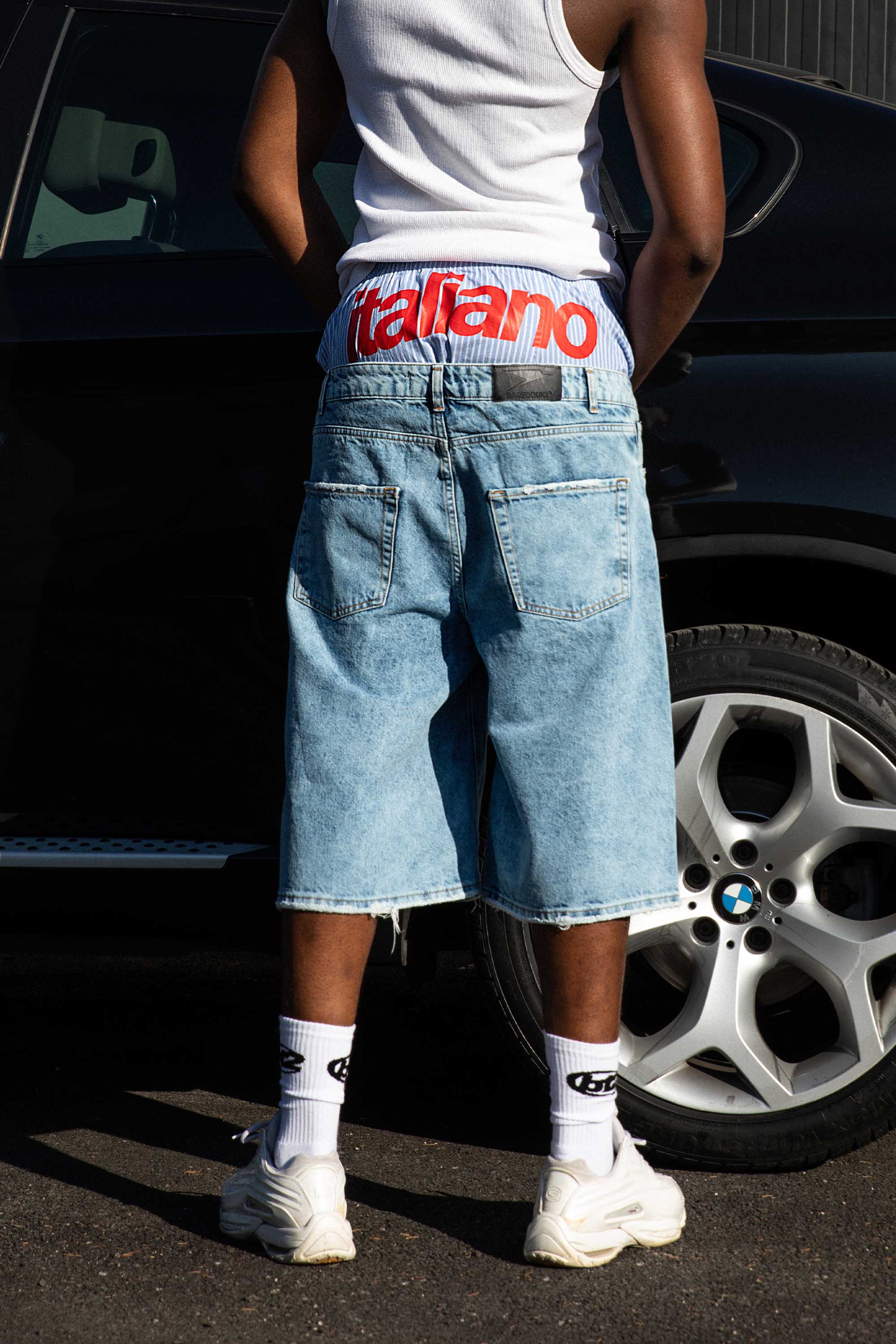 Jorts “CRUEL SEASON” Front Logo Bleached Blue