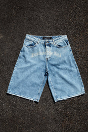Jorts “CRUEL SEASON” Front Logo Bleached Blue