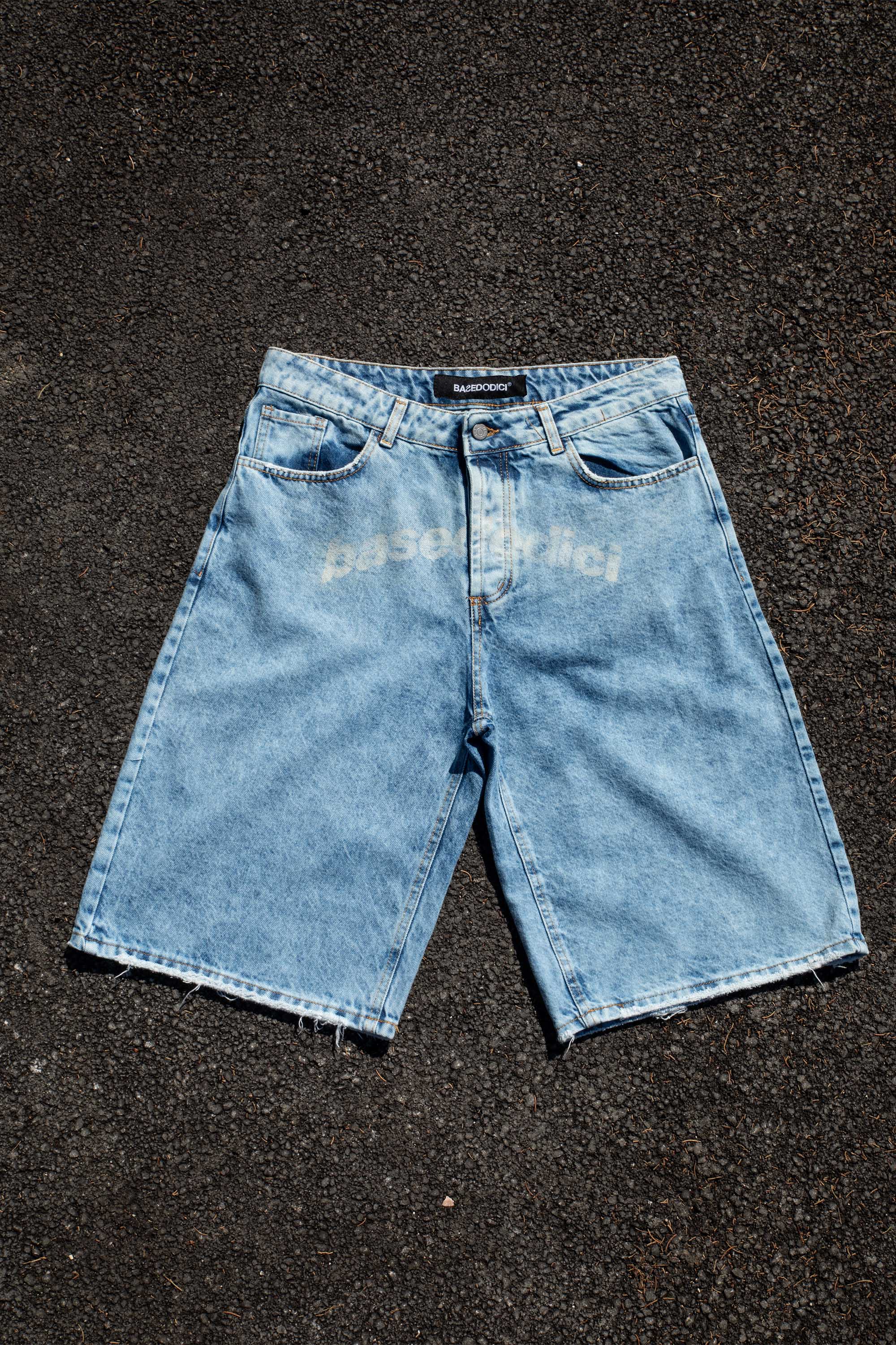 Jorts “CRUEL SEASON” Front Logo Bleached Blue