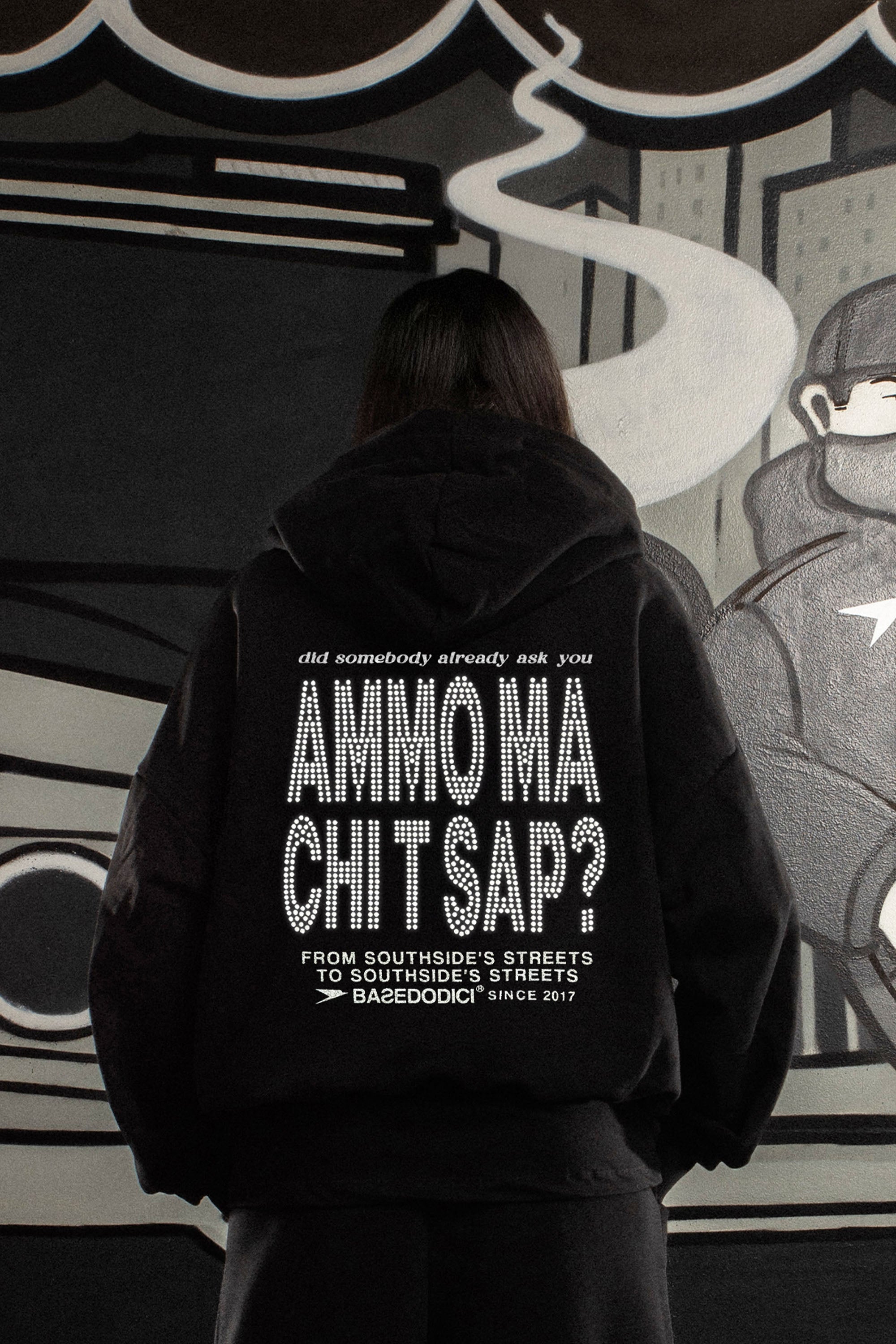 LIMITED EDITION - Hoodie “AMMO” CHI'T'SAP Black/Strass
