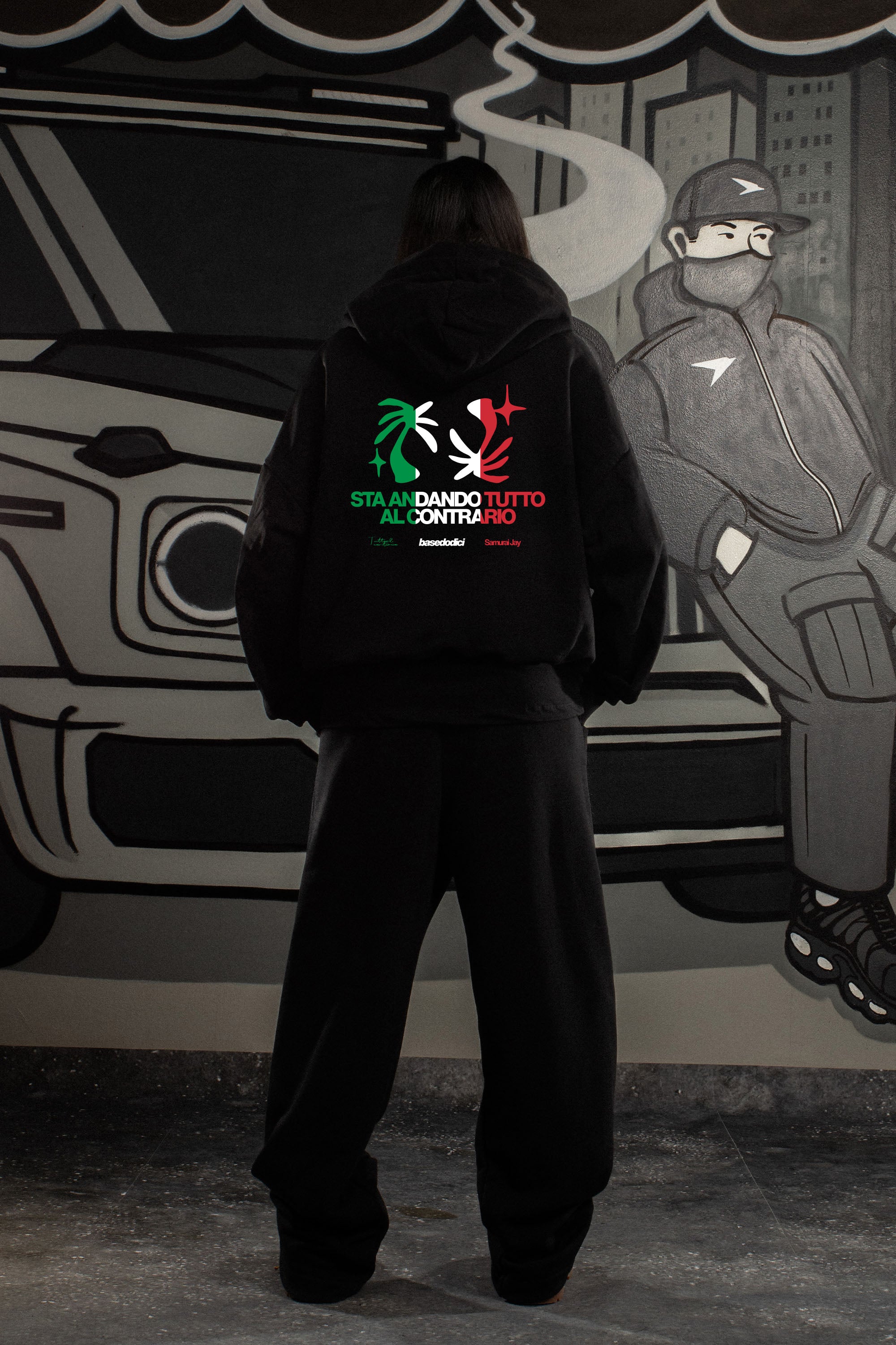 Hoodie "SAMURAIJAYxBASEDODICI" TuttoSbagliato Black/ITA