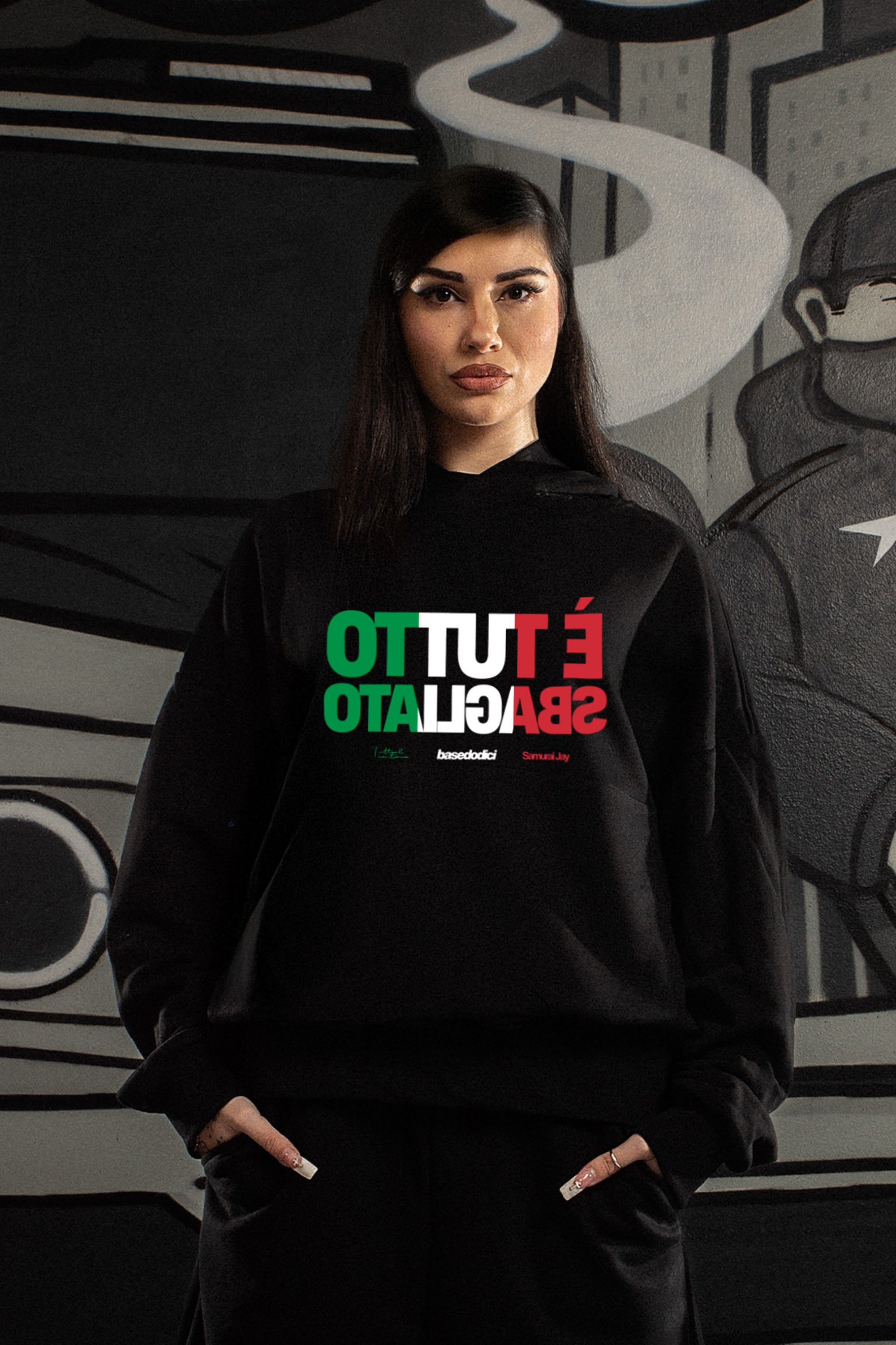 Hoodie "SAMURAIJAYxBASEDODICI" TuttoSbagliato Black/ITA