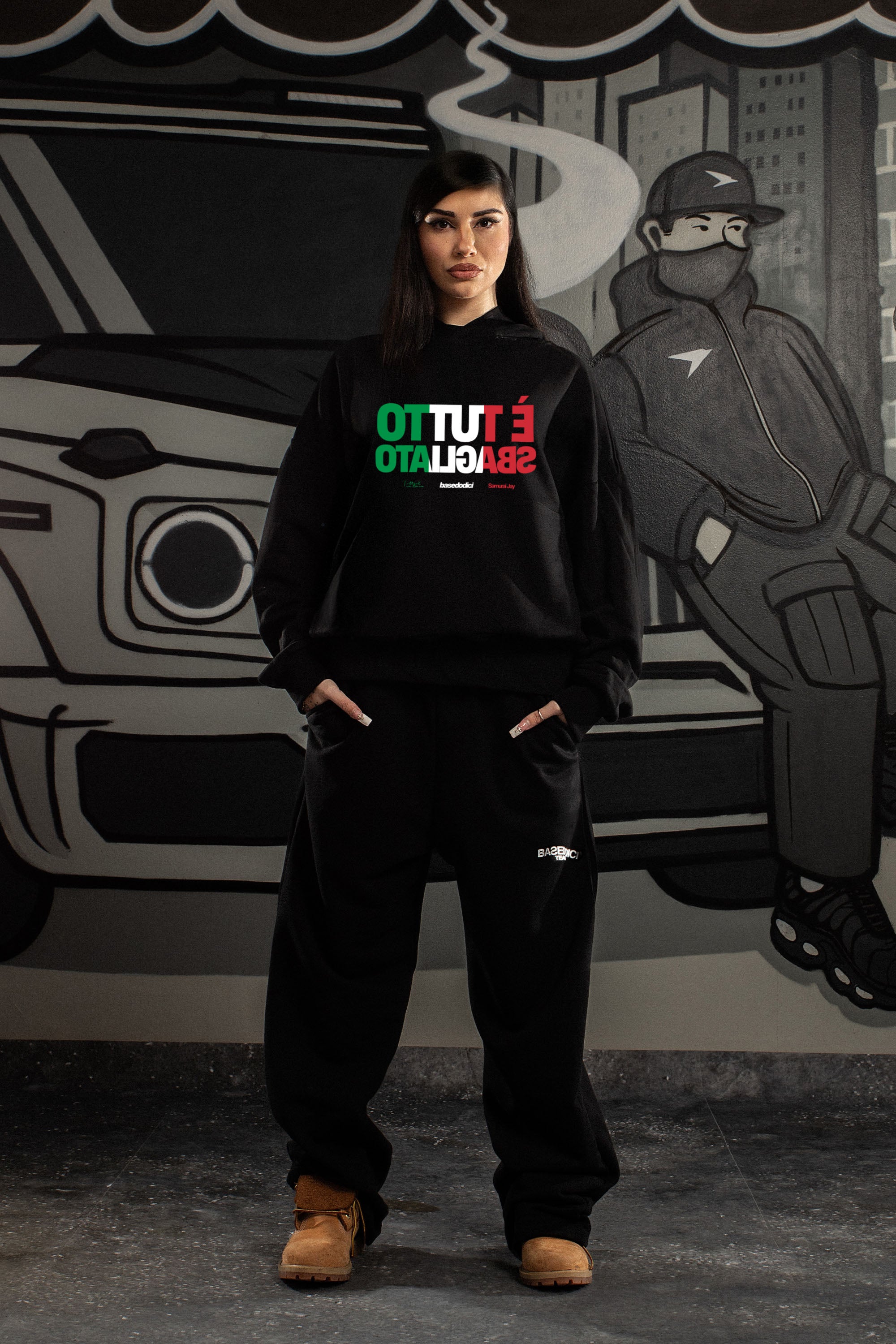 Hoodie "SAMURAIJAYxBASEDODICI" TuttoSbagliato Black/ITA