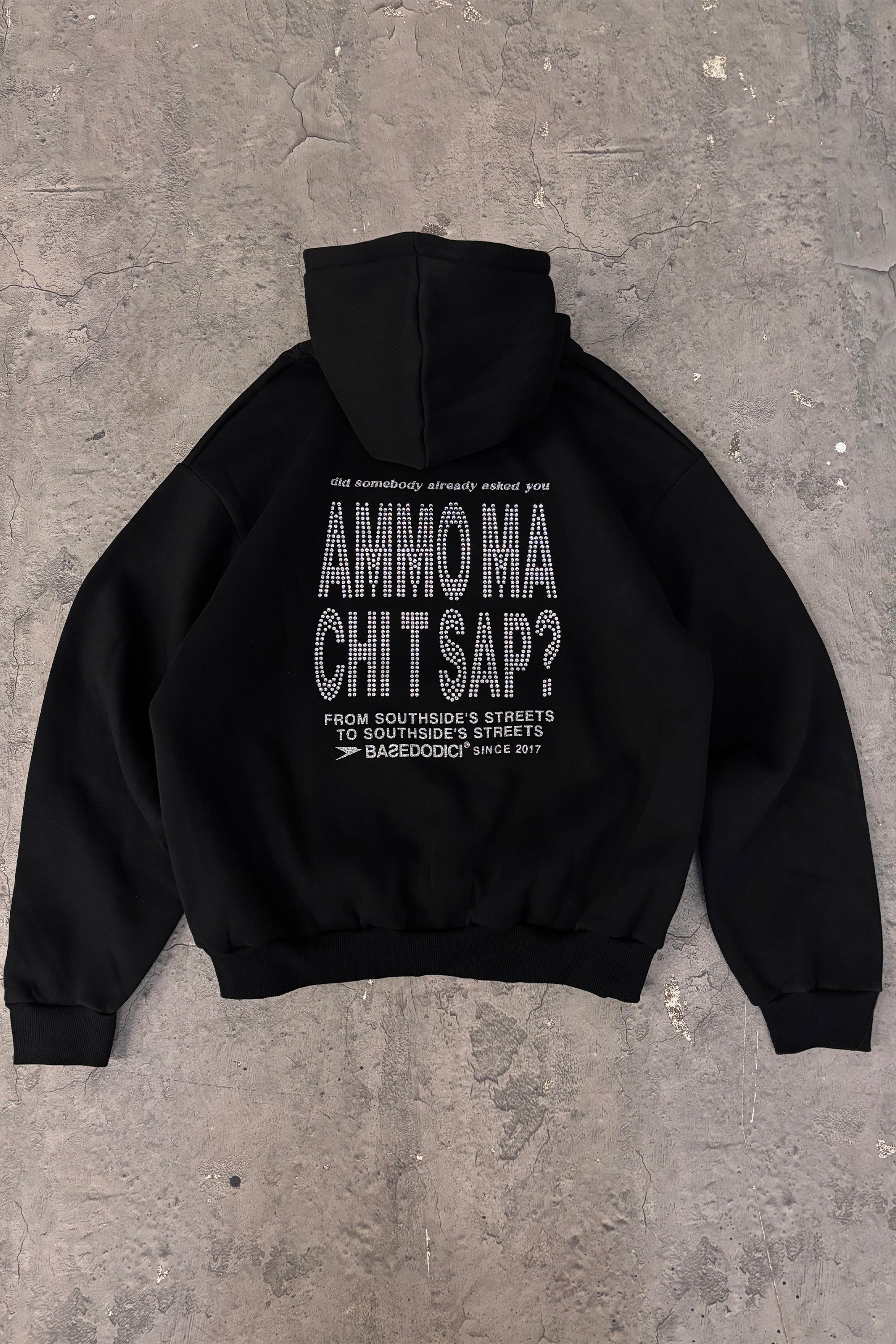 LIMITED EDITION - Hoodie “AMMO” CHI'T'SAP Black/Strass