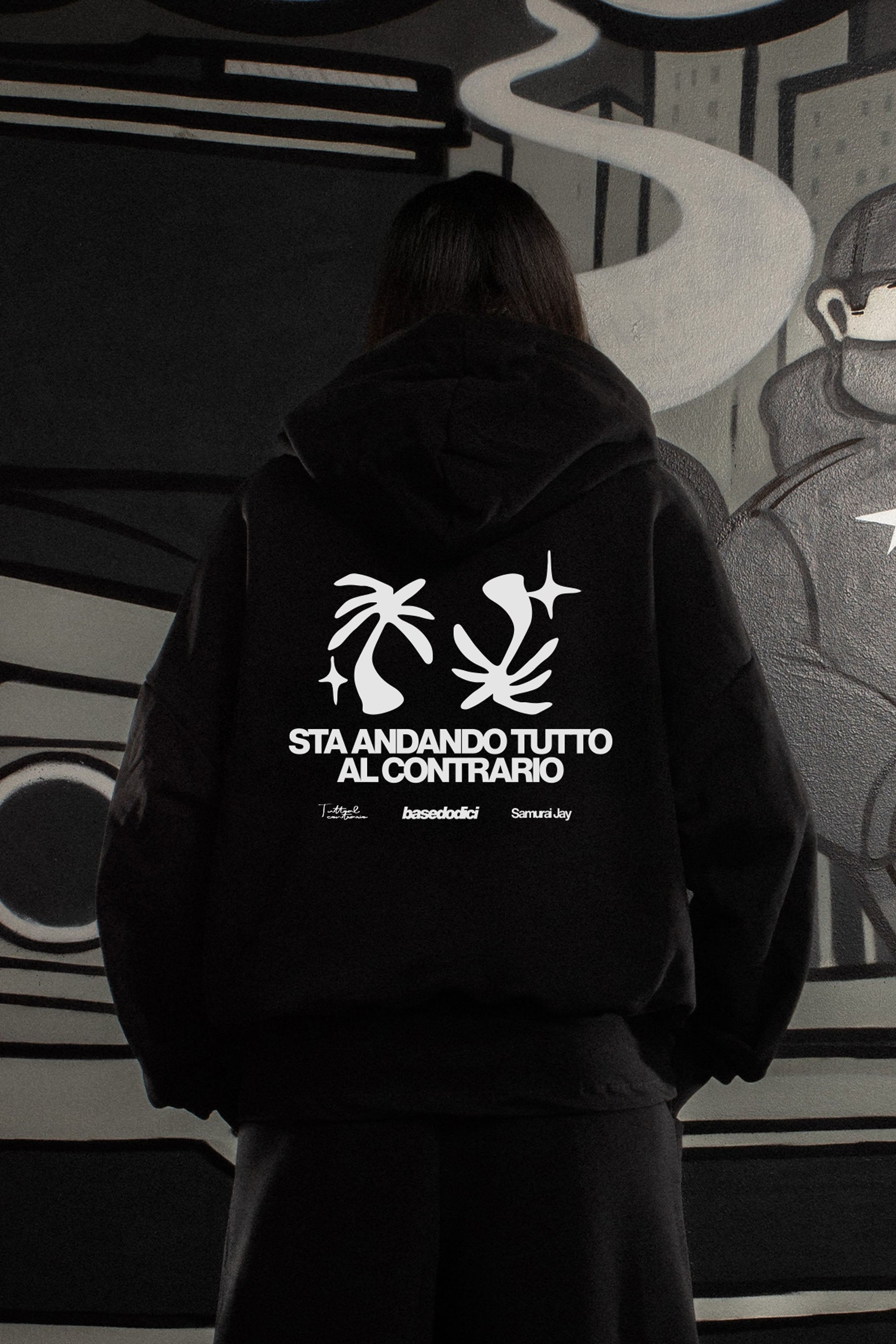 Hoodie "SAMURAIJAYxBASEDODICI" TuttoSbagliato Black/White