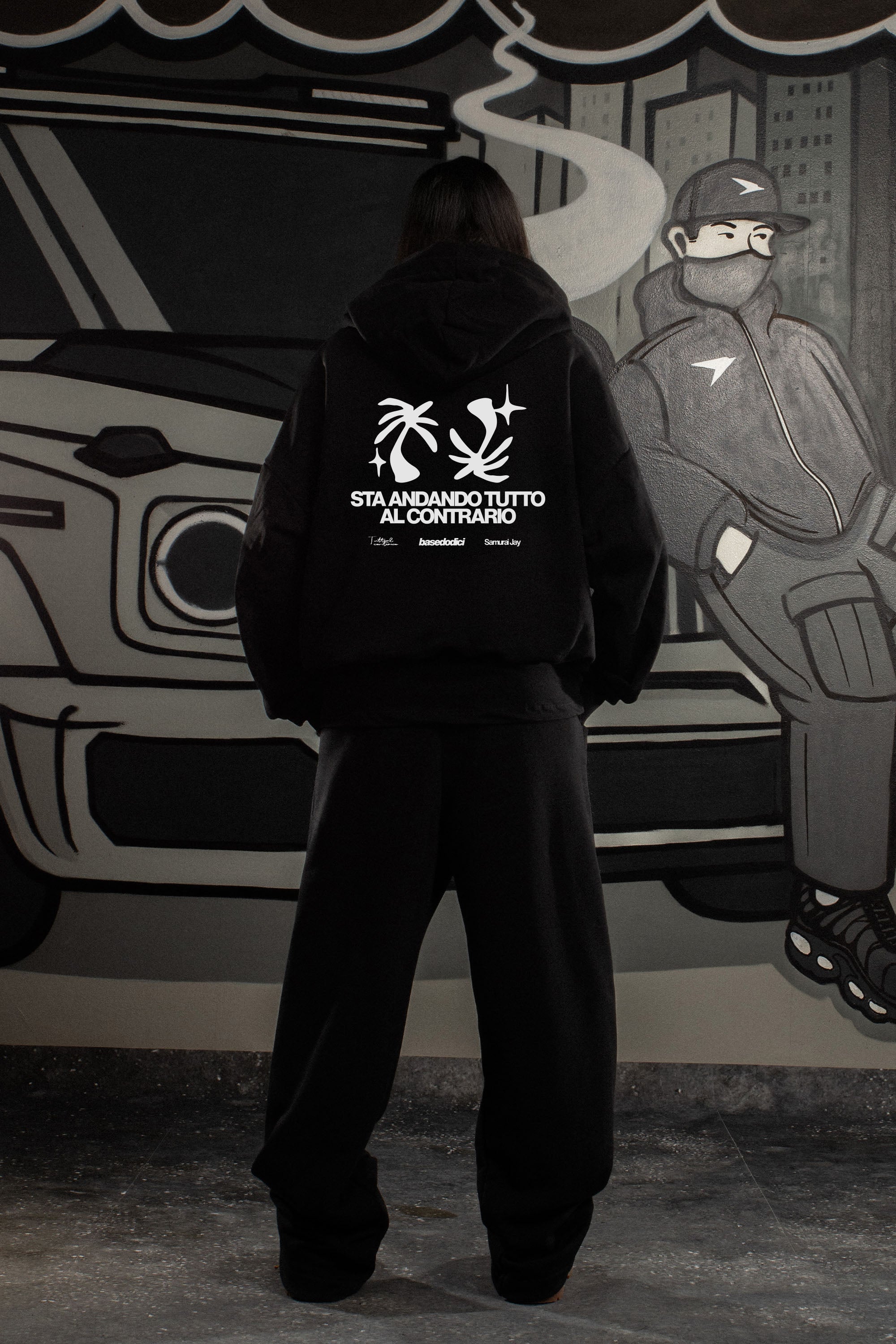 Hoodie "SAMURAIJAYxBASEDODICI" TuttoSbagliato Black/White