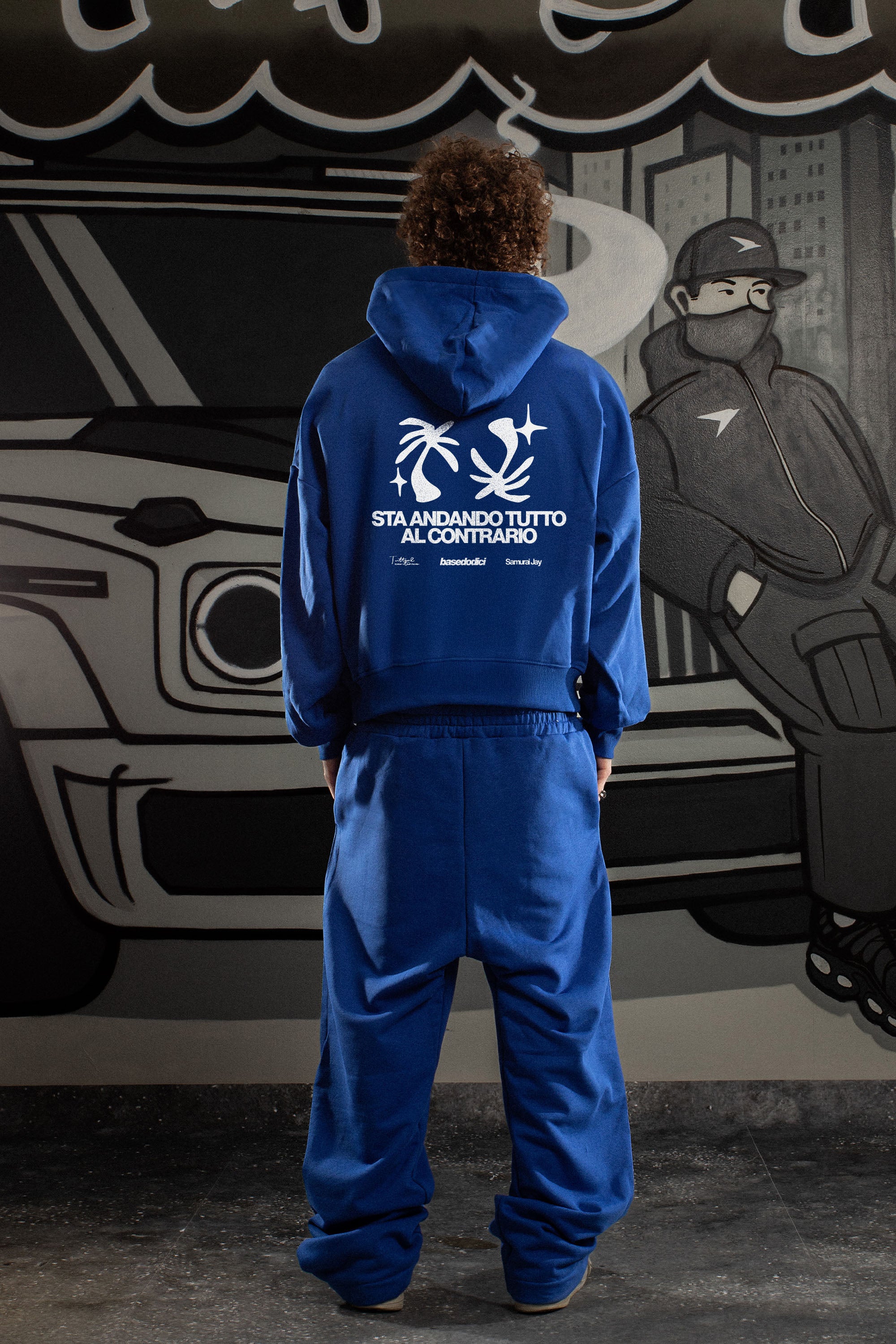 Hoodie "SAMURAIJAYxBASEDODICI" TuttoSbagliato Blue/White