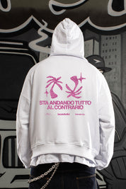 Hoodie "SAMURAIJAYxBASEDODICI" TuttoSbagliato White/GlitterPink