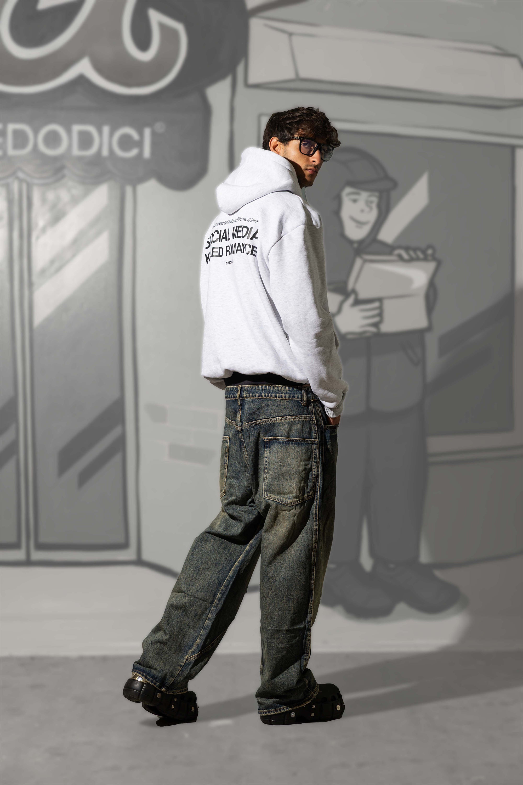 Hoodie “KILLED ROMANCE” Ash Grey/Black