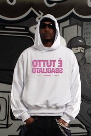 Hoodie "SAMURAIJAYxBASEDODICI" TuttoSbagliato White/GlitterPink