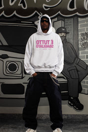 Hoodie "SAMURAIJAYxBASEDODICI" TuttoSbagliato White/GlitterPink
